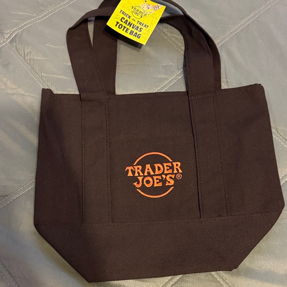 NWT Trader Joe's Halloween 2025 Black Canvas Mini Tote Bag